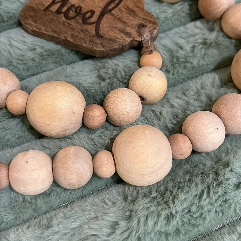 NWT NOEL Wood Beads Garland Christmas